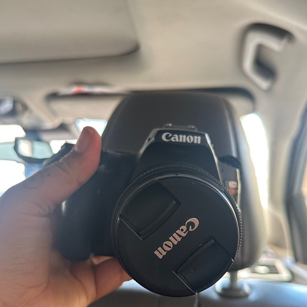 Canon Black DSLR Camera with Lens Cover